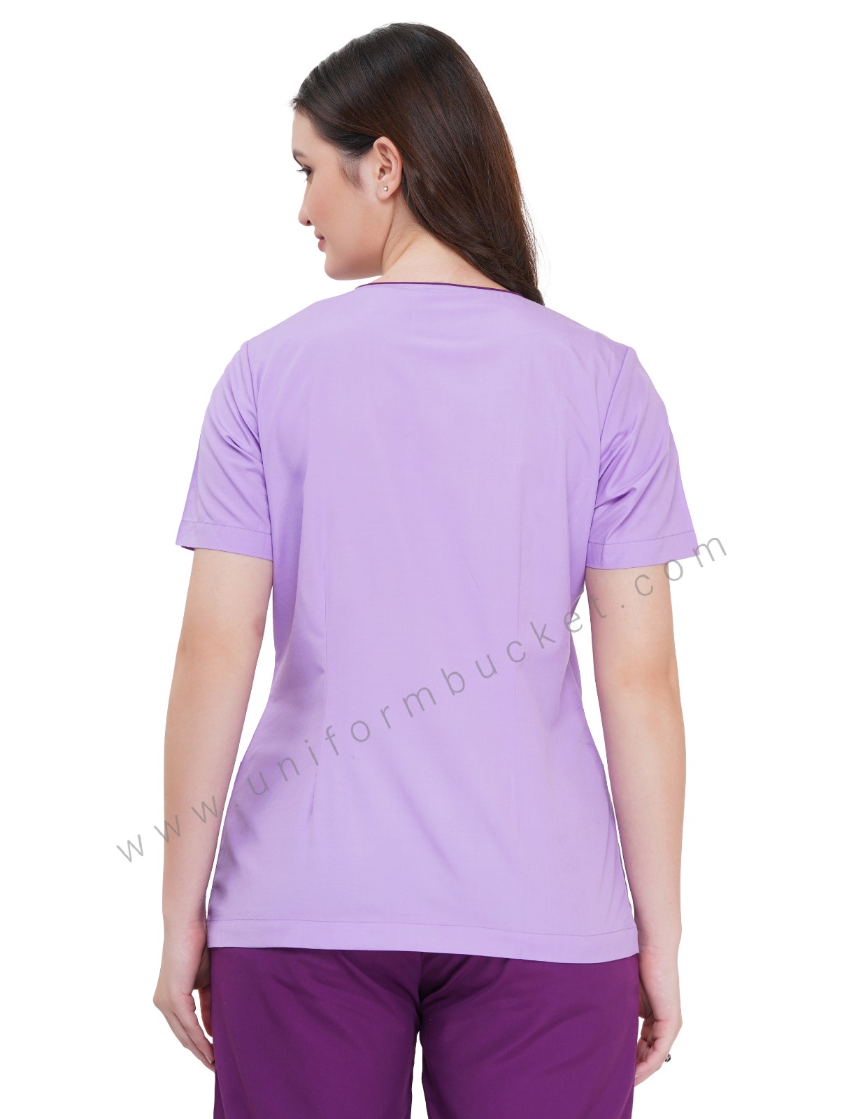LIGHT PURPLE  CROSSOVER NECK FEMALE TOP WITH MAGENTA PIPING thumbnail 4